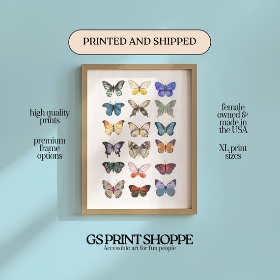 Butterflies White Art Print