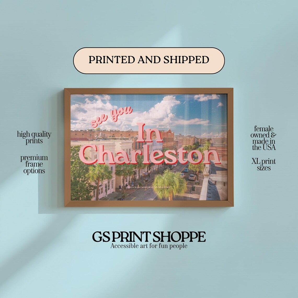 Retro See You In Charleston South Carolina Palms Travel Poster