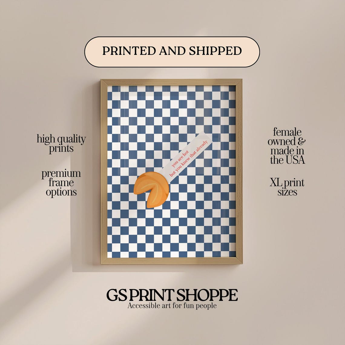 Fortune Cookie Sassy Saying Blue Checkerboard Funny Quote Poster