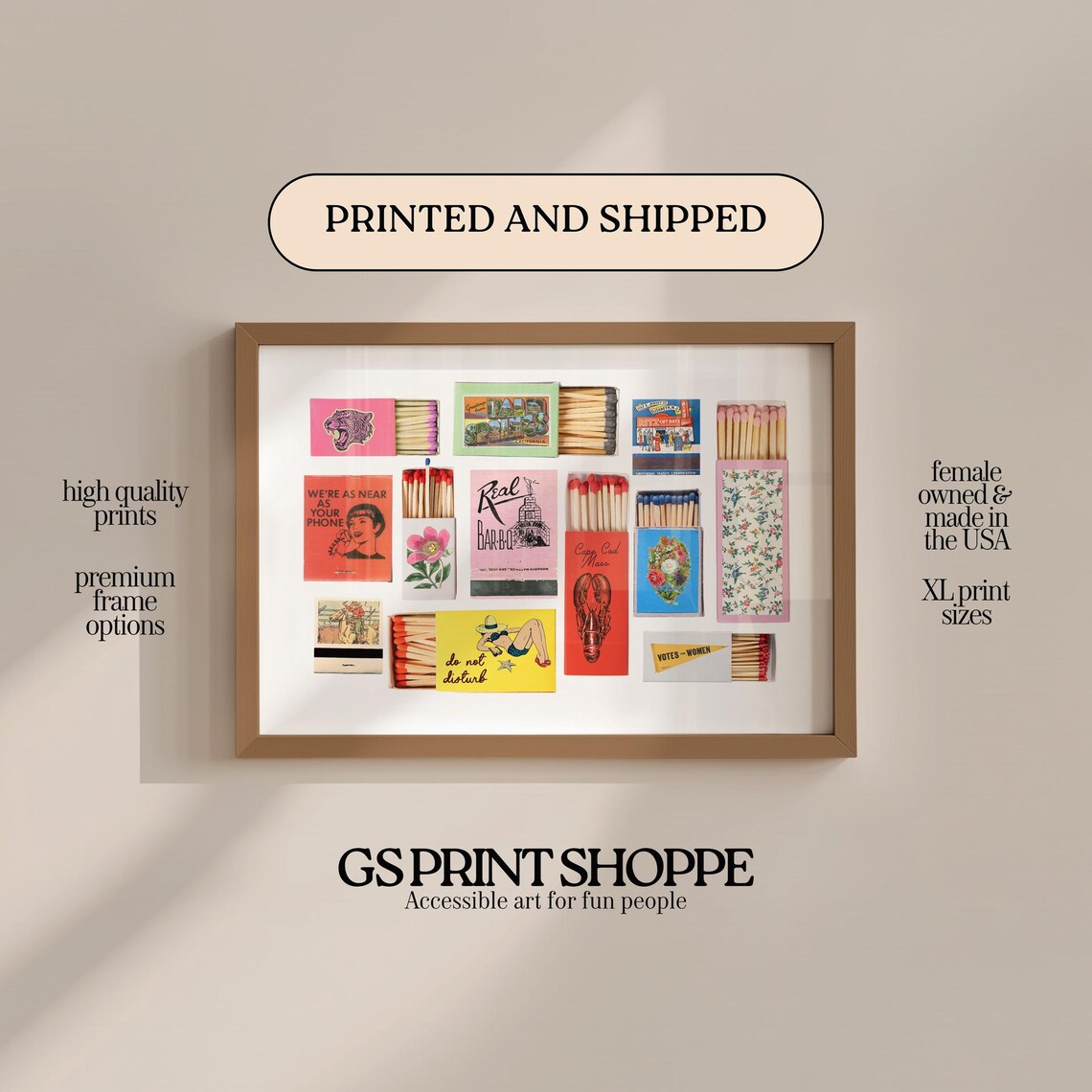 Vintage Matchbook Collection Collage Retro Wall Decor Art Print