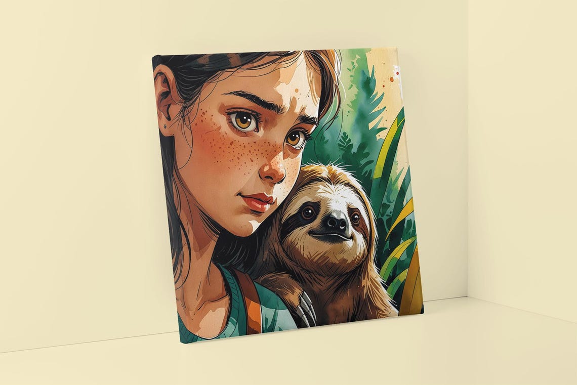 Sloth Poster, Watercolor Children's Room Decor - Image 6