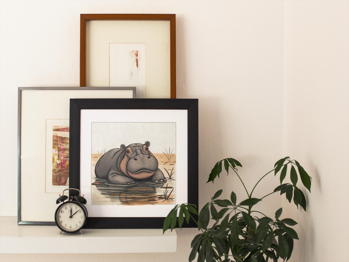 Hippo Lover Gift, Animal Poster For Kids - Image 4