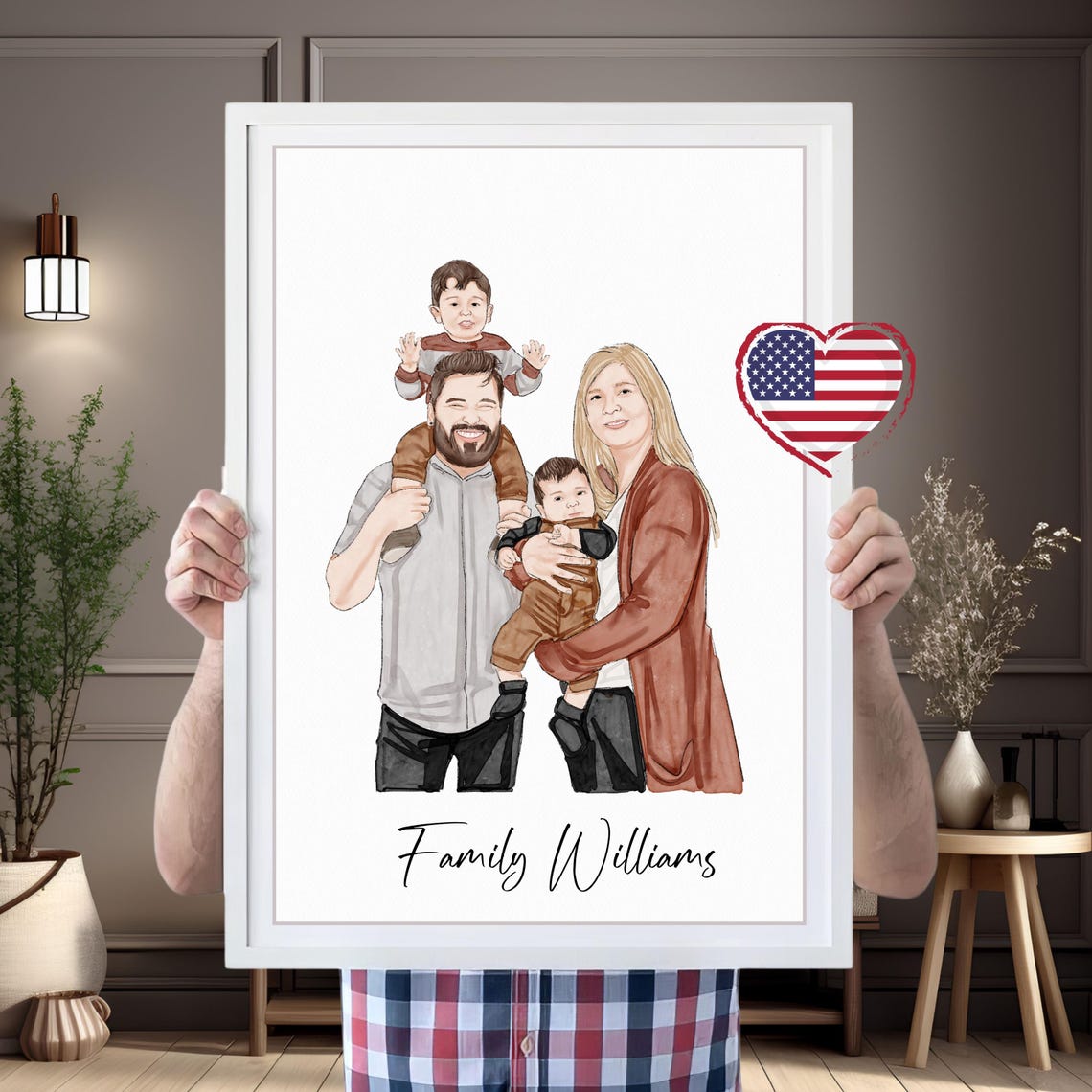 Custom Family Portrait Hand Painted Family Print Drawing From Photo Hand Drawn Watercolor Painting Gift For Mom Dad Grandparents Gifts