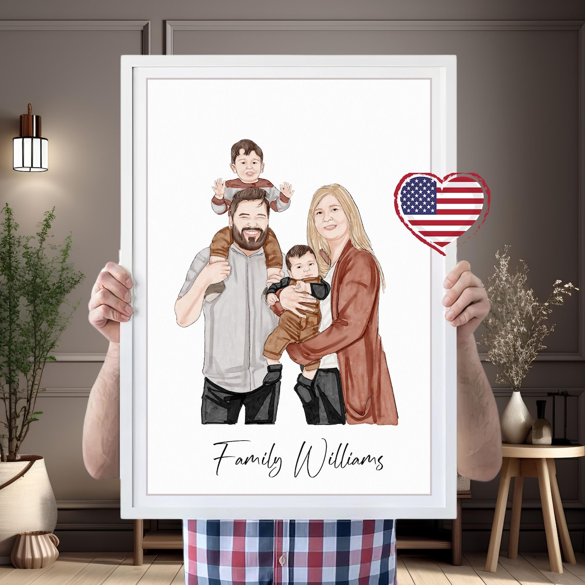 Personalized Watercolor Family Portrait Custom Family Name Poster - Image 5