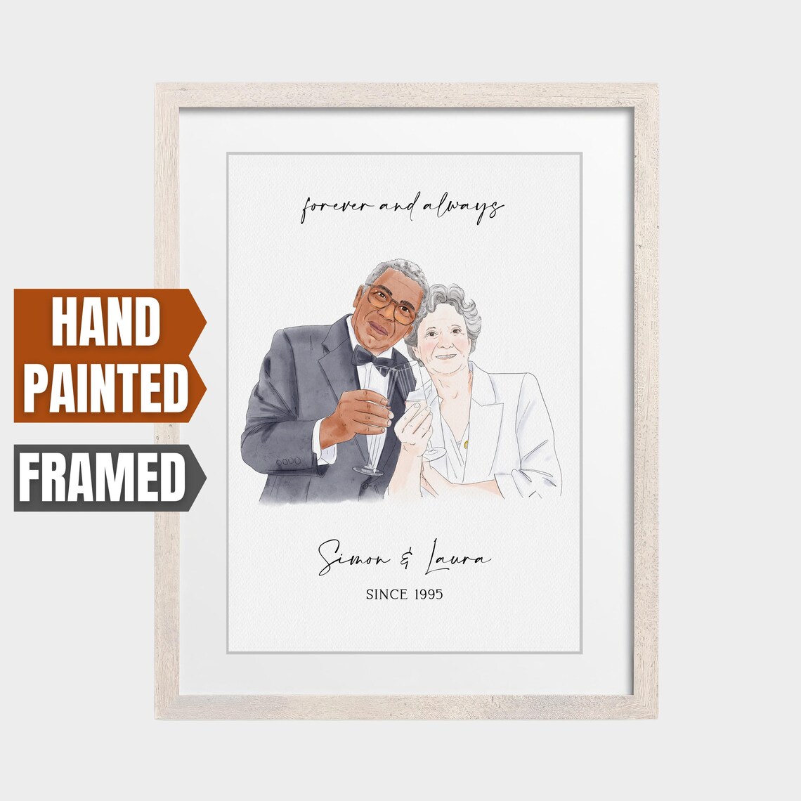 Forever and Always Custom Hand Painted Champagne Toast Portrait Poster