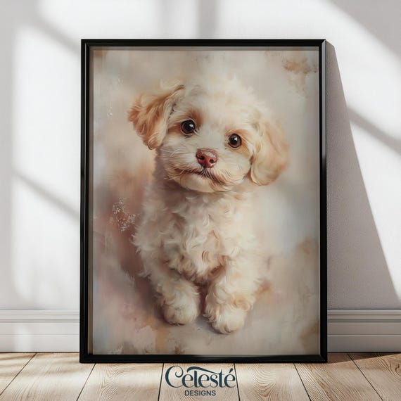 Sweet Maltese Puppy Print Dog Portrait Wall Art Pet Cute Animal Nursery Decor Mom Gift Memorial