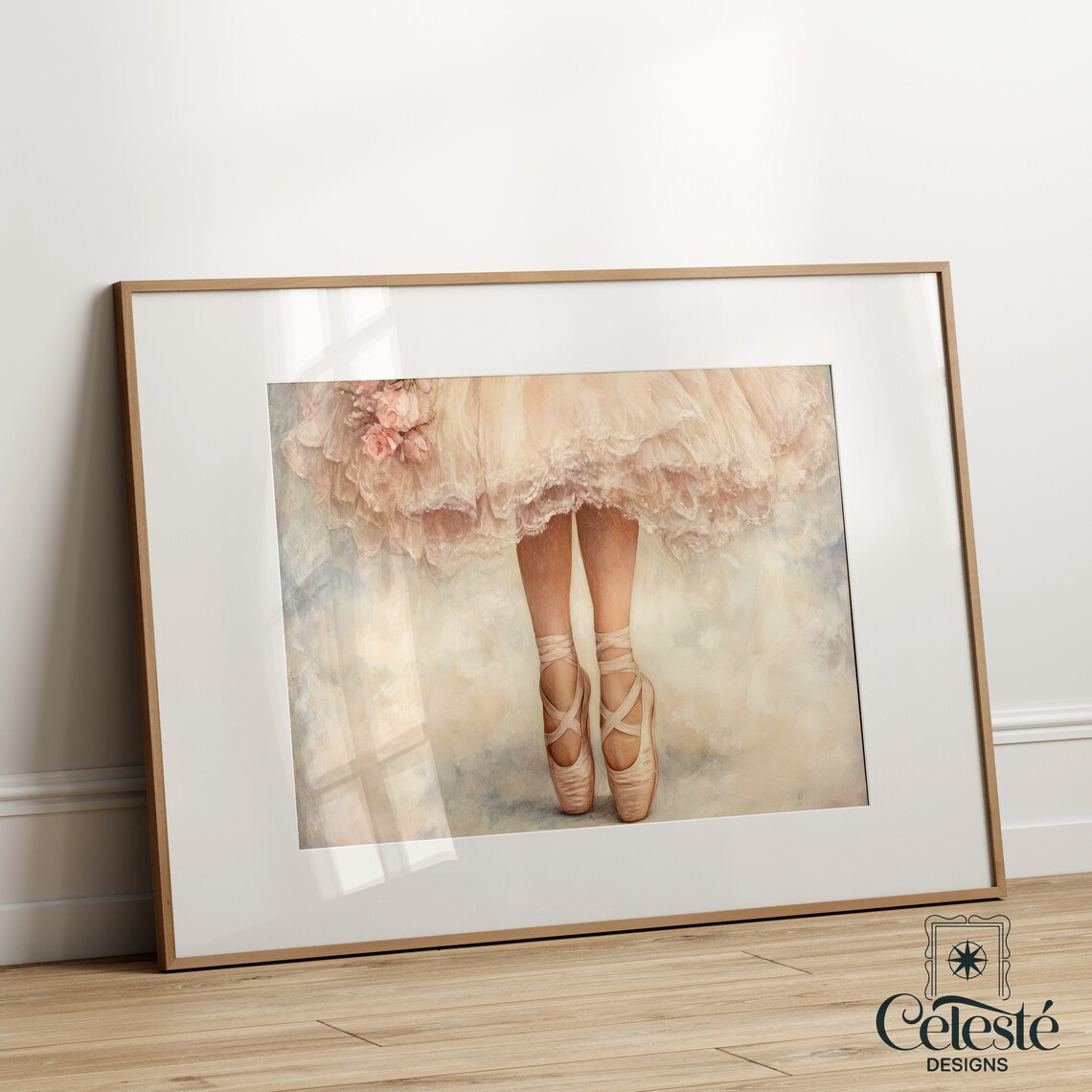 Ballerina En Pointe Pink Tulle Skirt Ballet Dancer Art Poster Decor
