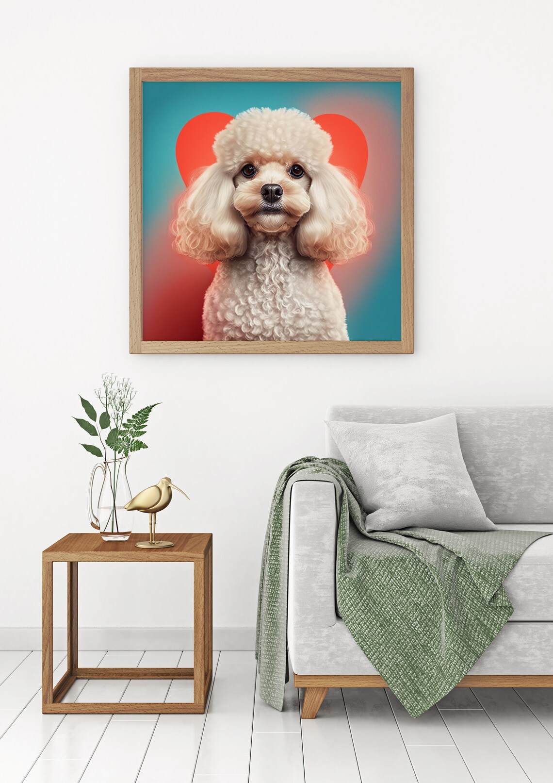 White Poodle Dog With Big Red Heart Pop Art Cute Dog Lover Poster - Image 2