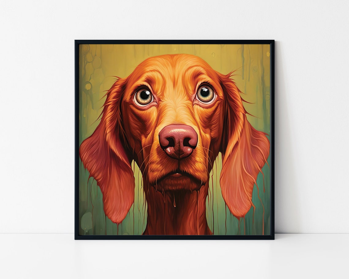 Vizsla Dog Face Close Up Big Brown Eyes Hound Portrait Poster