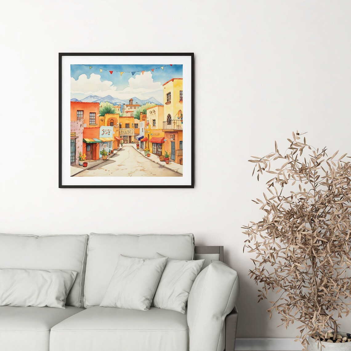 Santa Fe Watercolor Illustration, New Mexico Art Print - Image 2