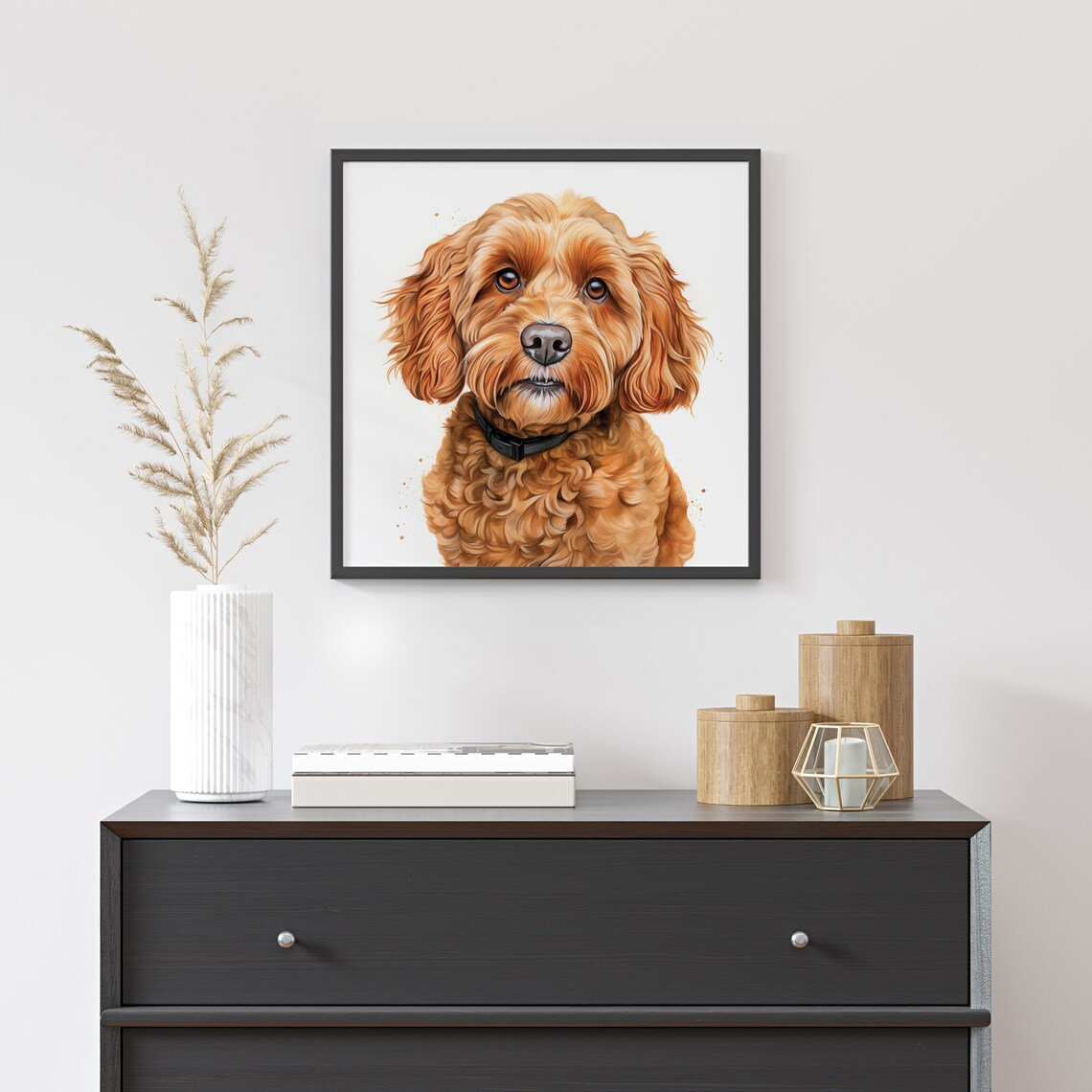 Realistic Watercolor Portrait Of A Red Cockapoo Dog Framed Poster Dog Lovers Poster Cute Cockapoo Dog Happy Cockapoo Posrtrait Wall Art - Image 4