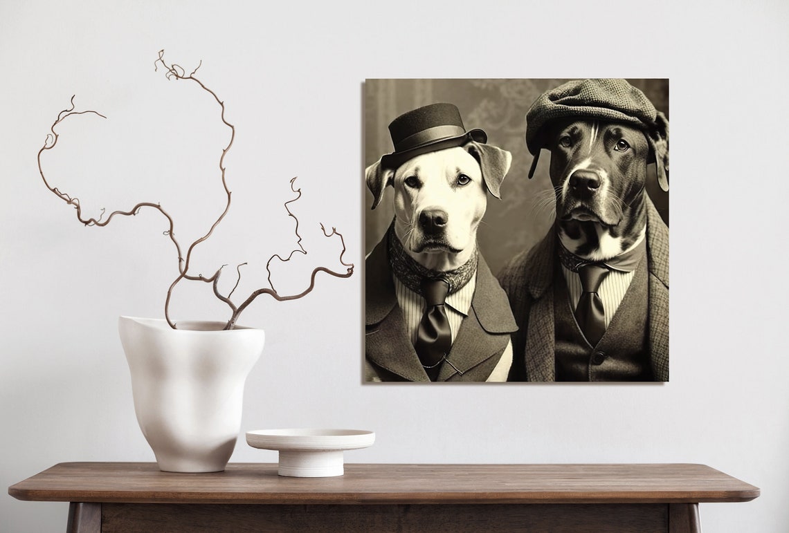 Vintage Black White Dogs Gangster Dogs Poster Vintage Dogs Dogs In Suits Dogs Lovers Poster Wall Art Wall Hanging - Image 5