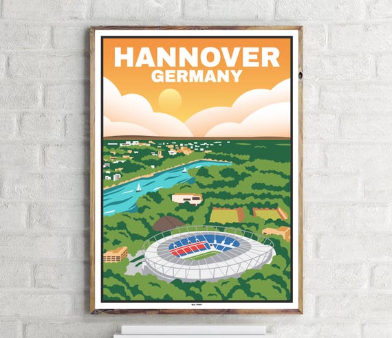 Niedersachsenstadion Hanover Vintage Travel Poster