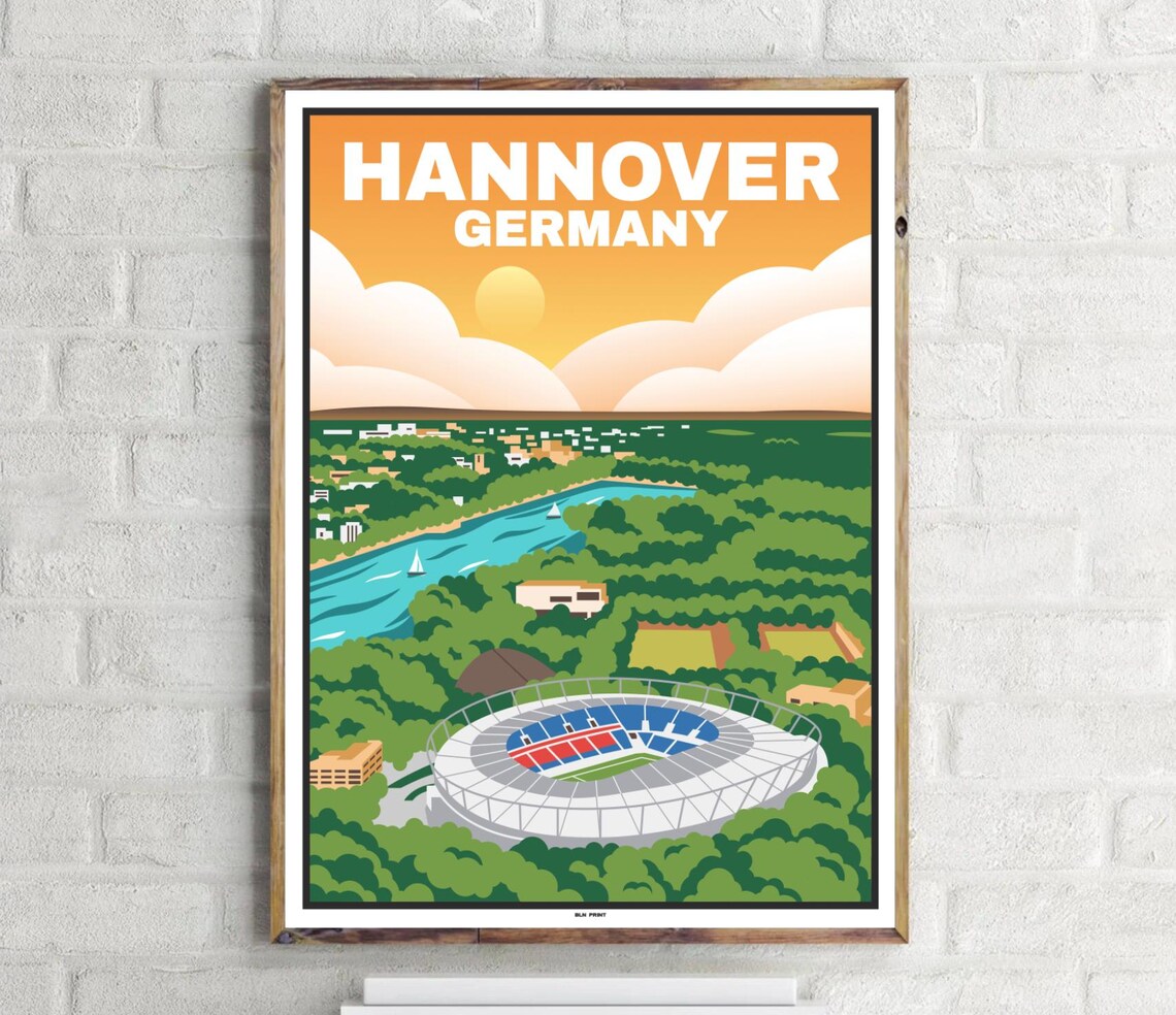 Niedersachsenstadion Hanover Vintage Travel Poster