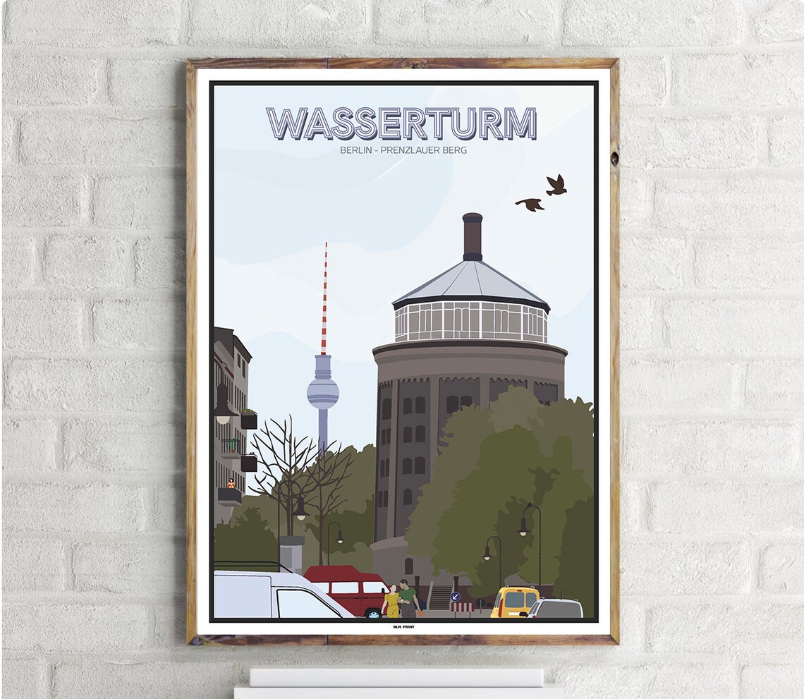 Prenzlauer Berg Wasserturm Vintage Travel Poster