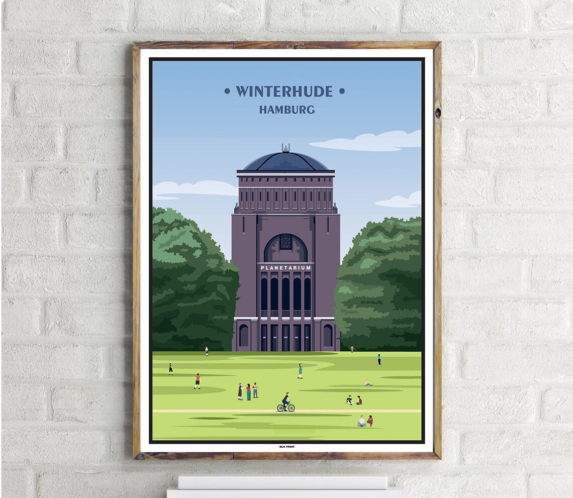 Hamburg Winterhude Vintage Travel Poster, Europe