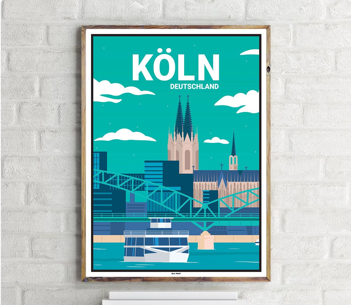 Kölner Dom Vintage Travel Poster, Cologne