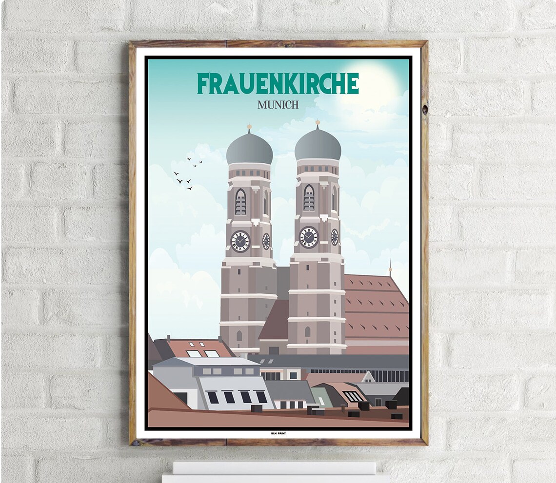 Frauenkirche Munich Vintage Travel Poster
