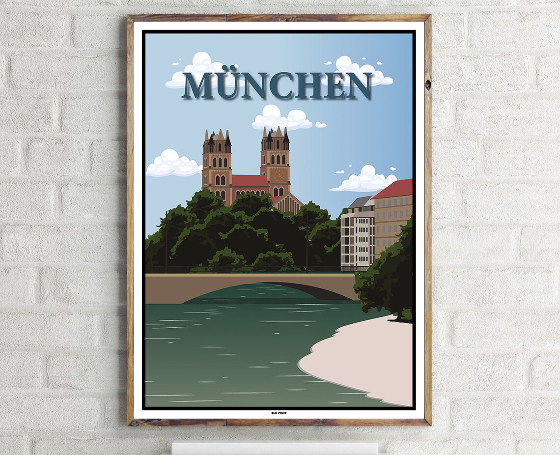 Isar 1 Vintage Travel Poster, River Landmark Print