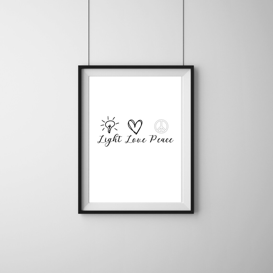 Light Love Peace Inspirational Quote Art Print