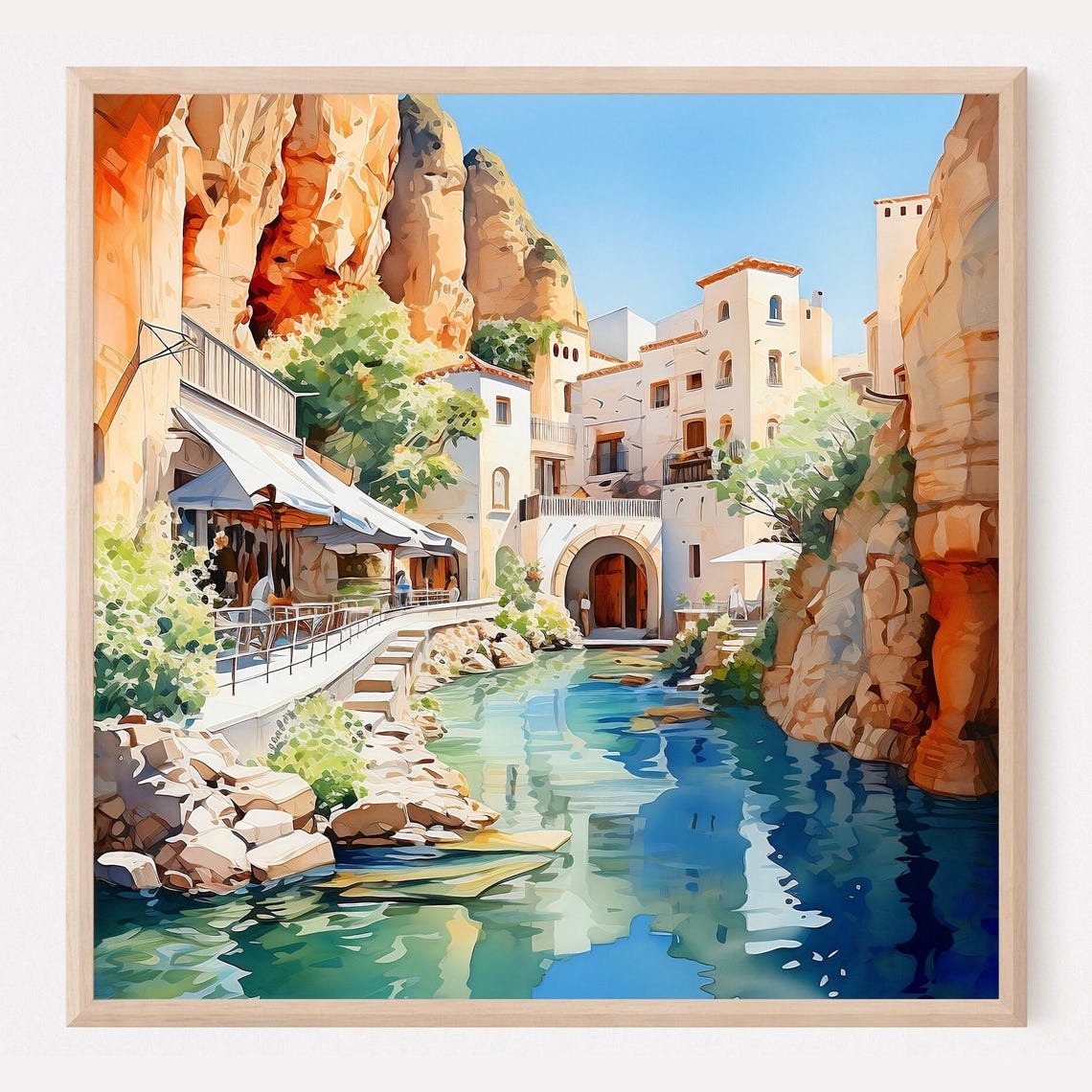 Setenil de las Bodegas Spain Cliff Houses River Watercolor Poster