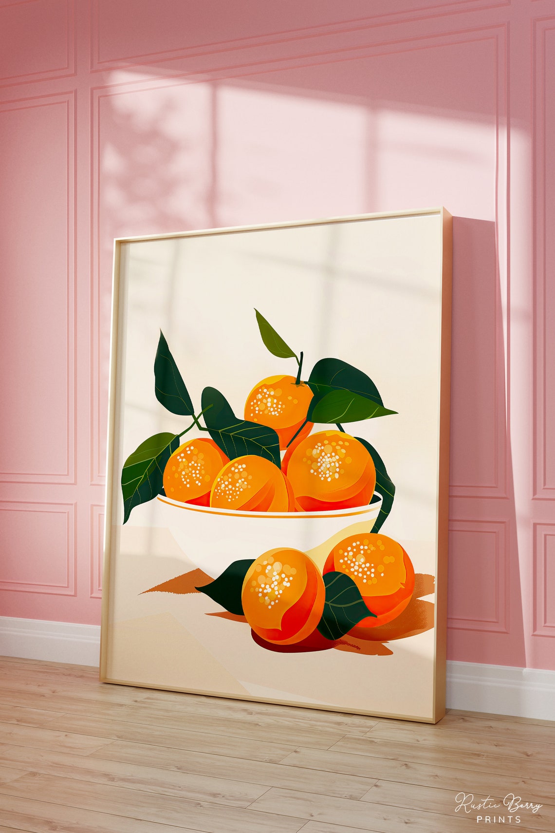 Oranges In A Bowl Citrus Fruit Vibrant Maximalist Kitchen Art Poster