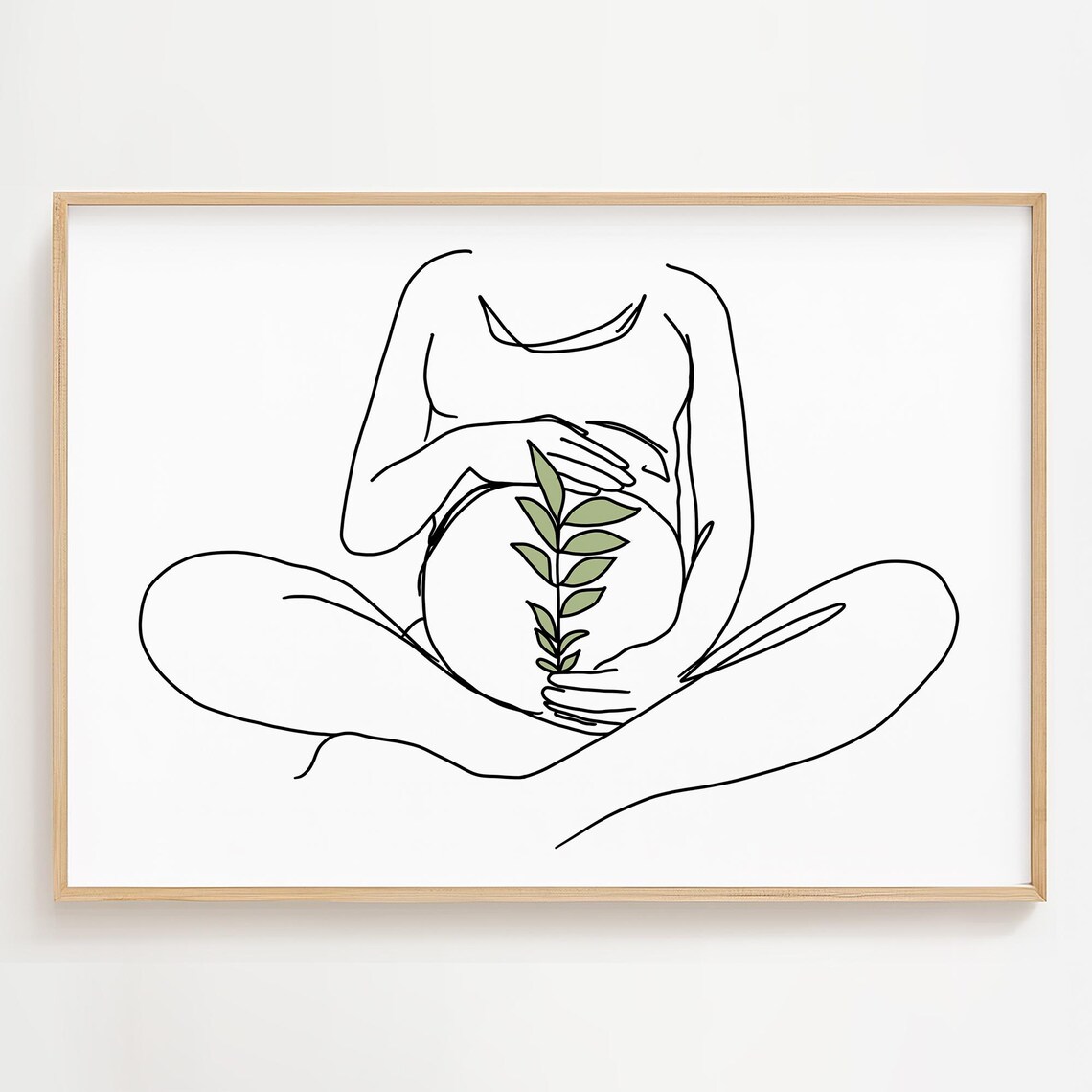 Pregnant Woman Line Art, Minimalist Motherhood Art Print