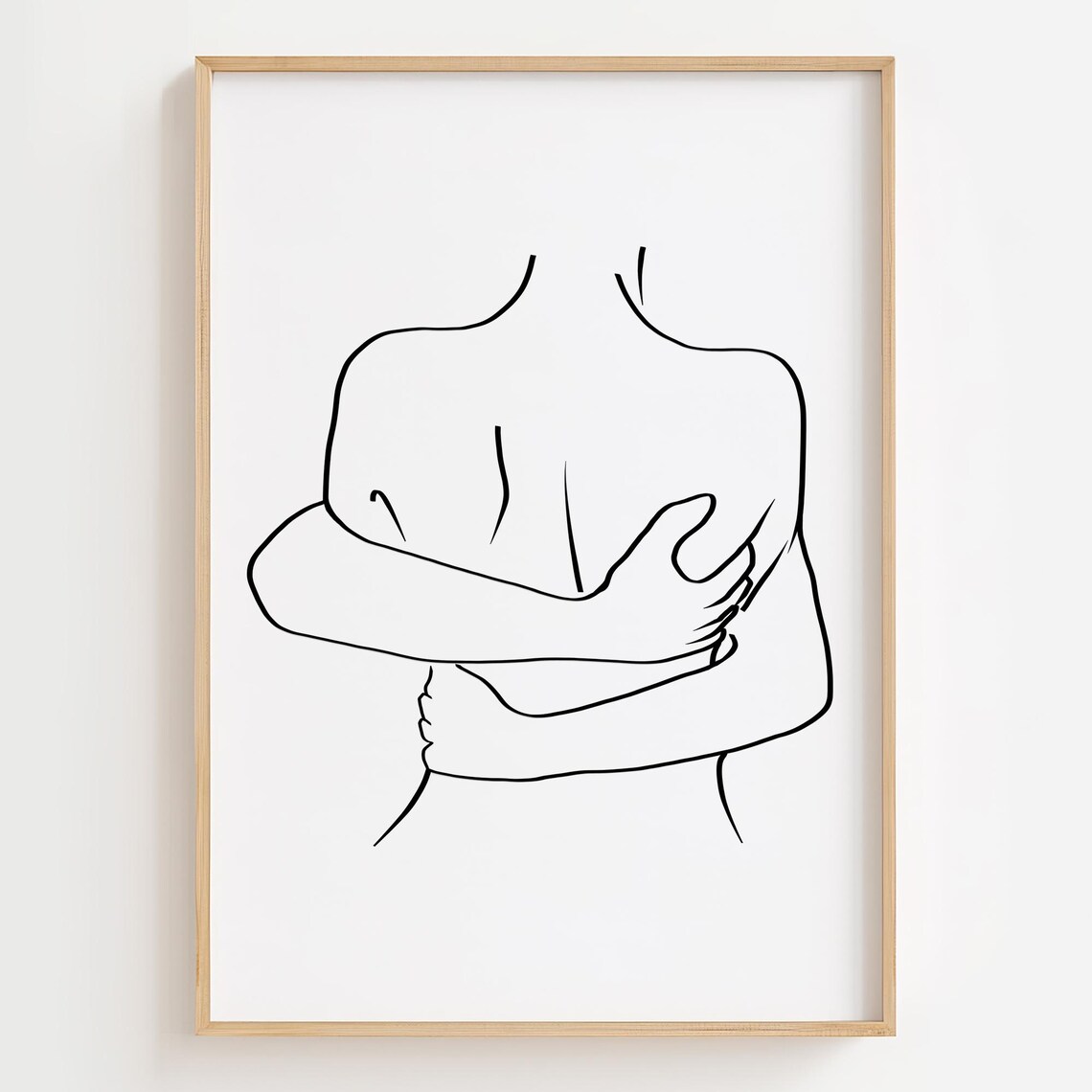 Abstract Couple Hug Line Art Print, Minimalist Decor
