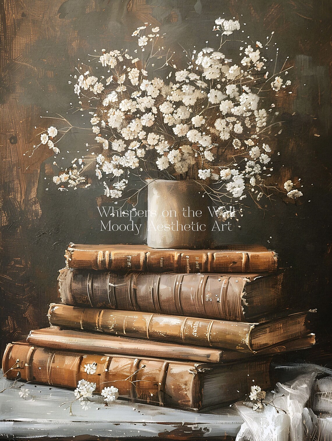 Antique Leather Bound Book Stack Art Print - Image 5
