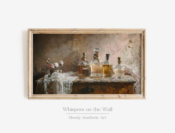 Coquette Frame Tv Art Perfume Bottle Frame Tv Art Moody Victorian Painting Feminine Decor Still Life Artwork