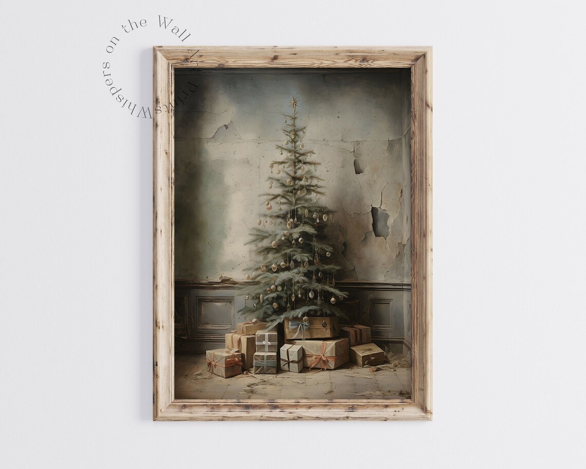 Rustic Christmas Tree Art Print, Dark Cottagecore - Image 4
