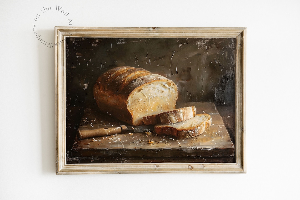 Sourdough Bread Kitchen Art, Rustic Farmhouse Print