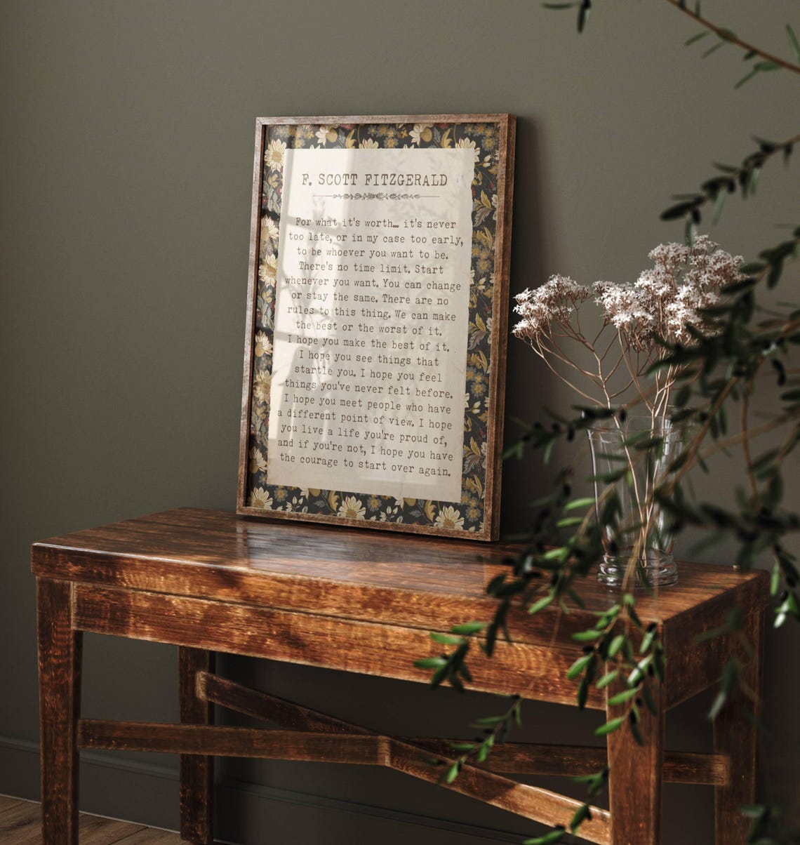 F Scott Fitzgerald For What It Is Worth Vintage Floral Quote Poster - Image 7