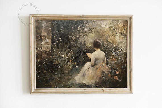 Autumn Woman Reading Art Print, Light Academia