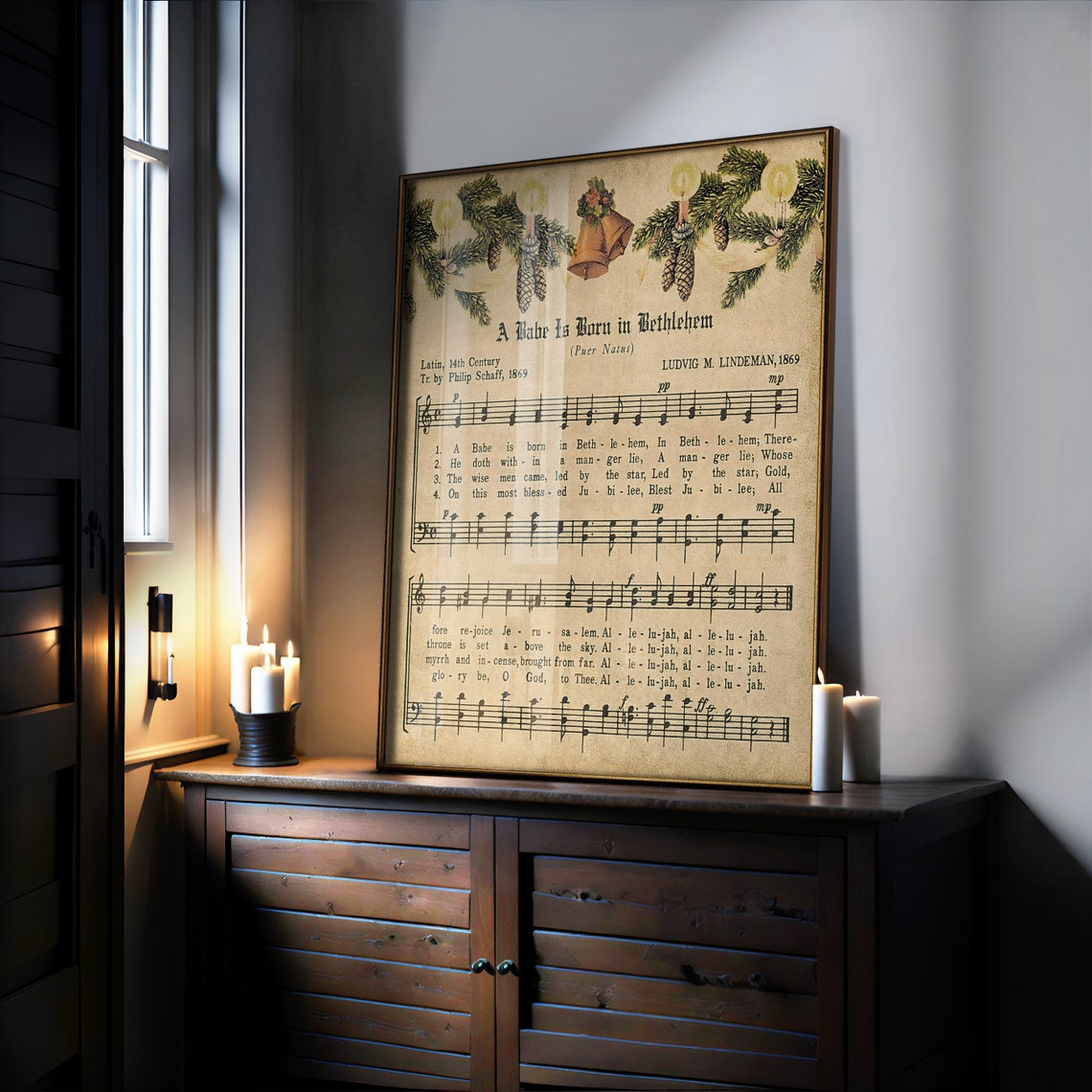 Vintage Christmas Sheet Music Wall Art Print Winter Holiday Decor Moody Christmas Sheet Music Art Print Living Room Art - Image 4