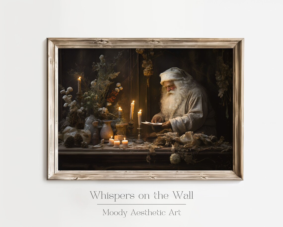 Rustic Santa Claus Vintage Christmas Art Print - Image 2