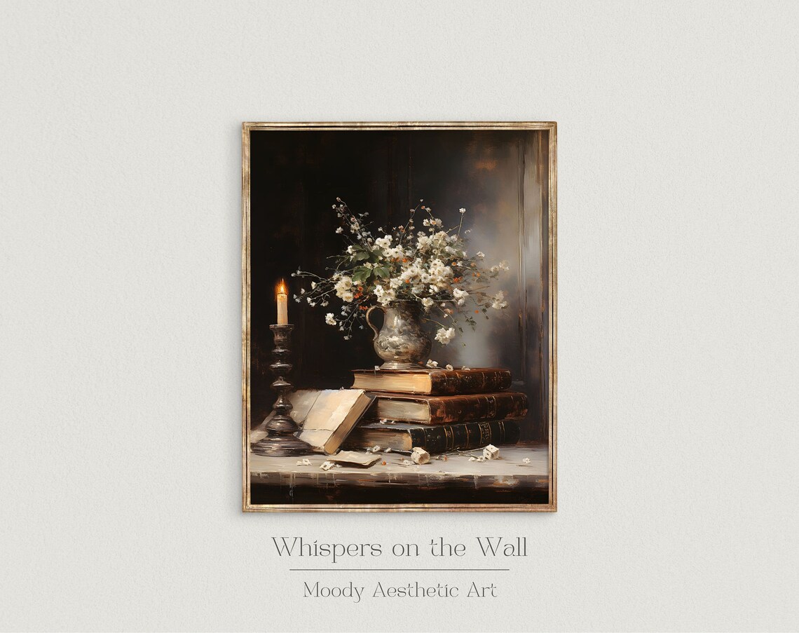 Moody Dark Academia Book Still Life Art Print - Image 2