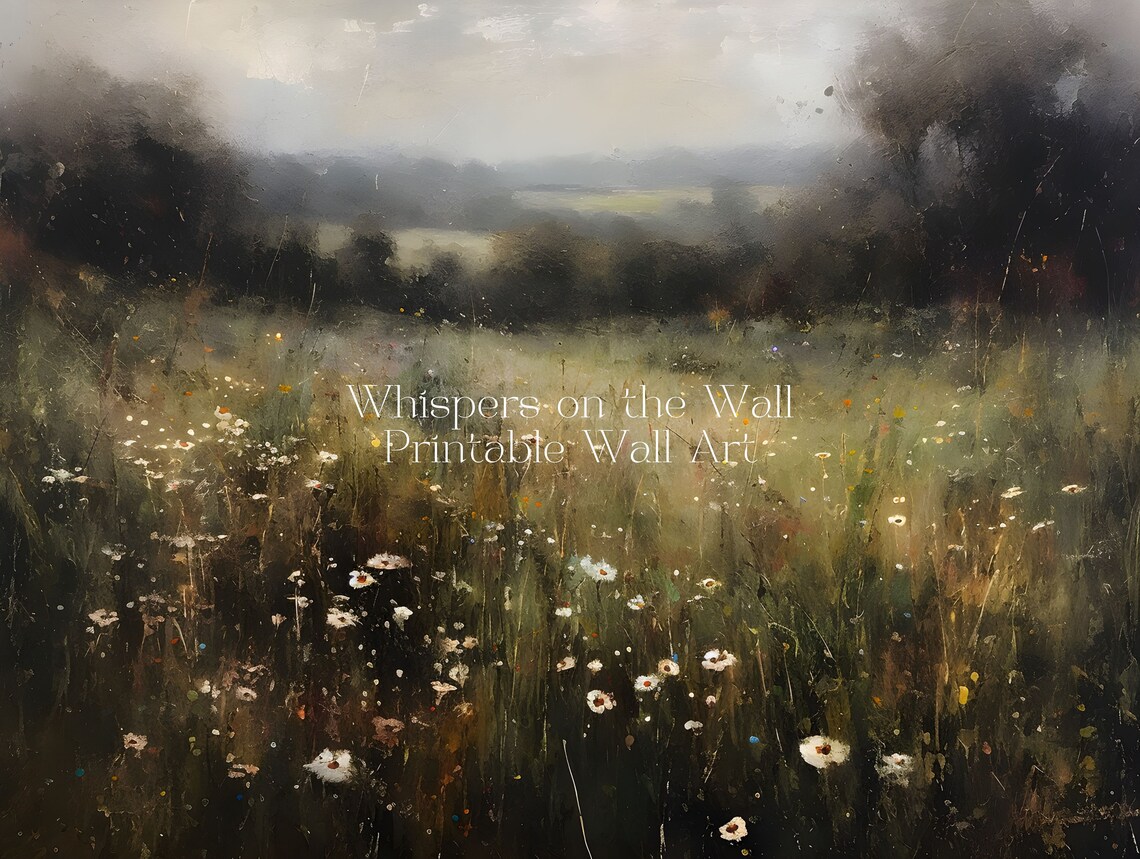 Wildflower Landscape Oil Painting, French Country Art Print - Image 5