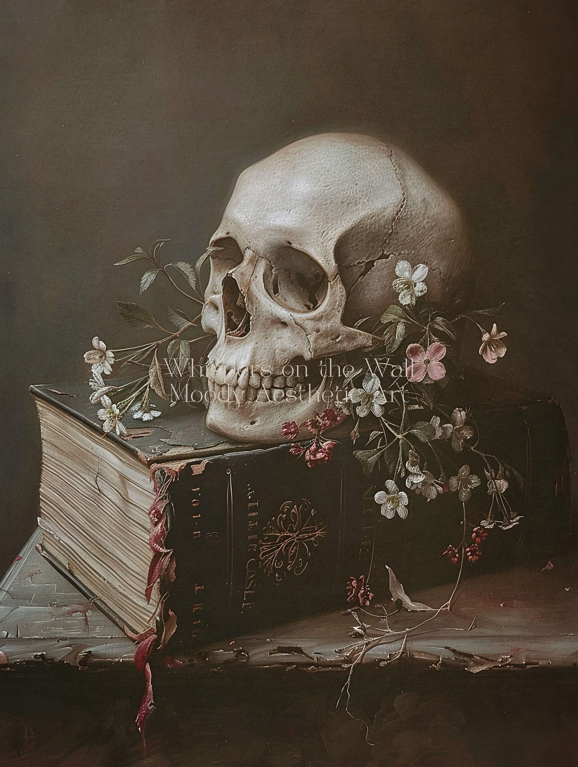 The Final Chapter Gothic Art Skull Still Life Art Print Moody Book Stack Art Dark Academia Decor Dark Bookish Wall Art - Image 5