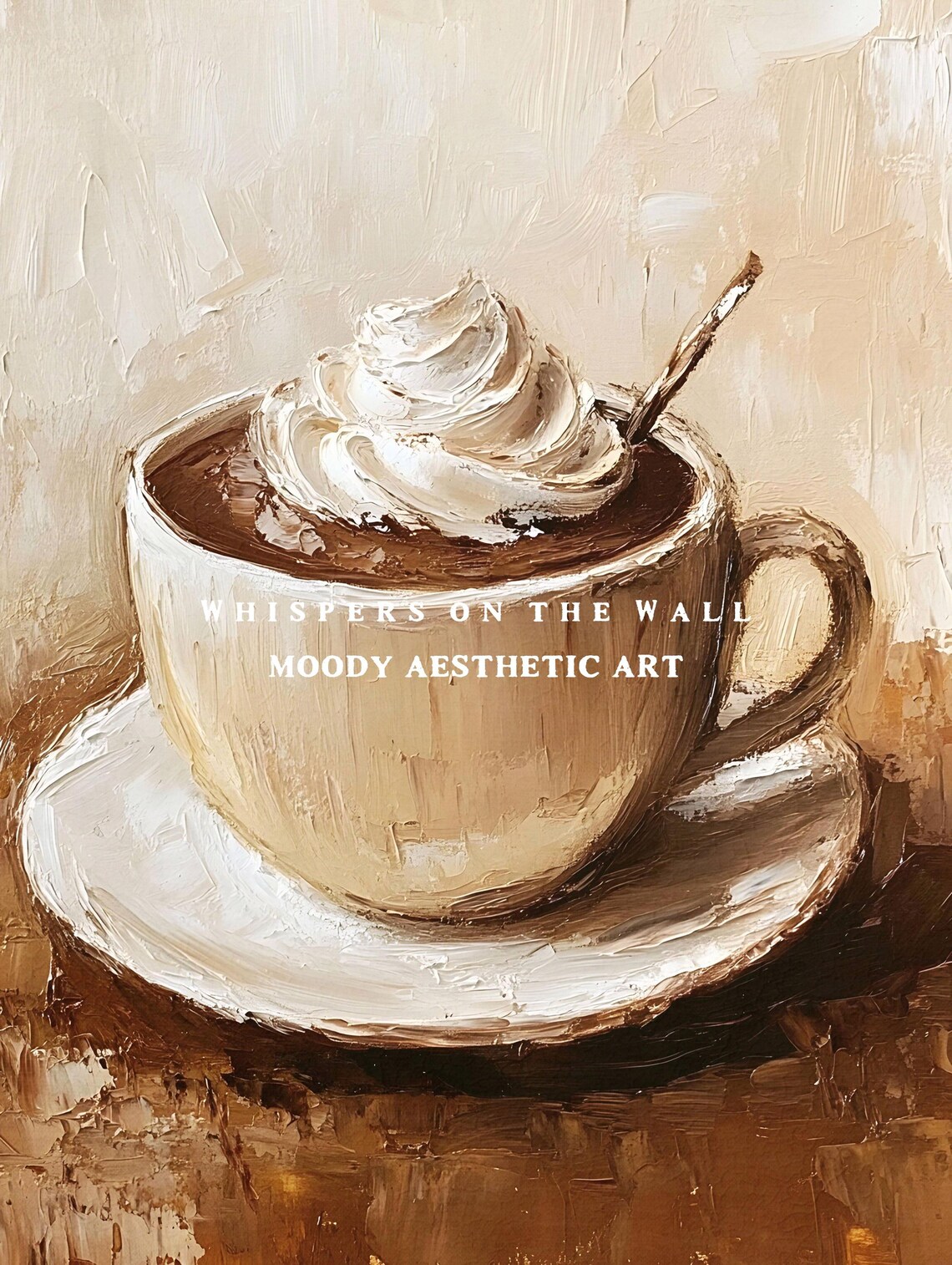 Hot Chocolate with Whipped Cream Cozy Coffee Oil Painting Poster - Image 5