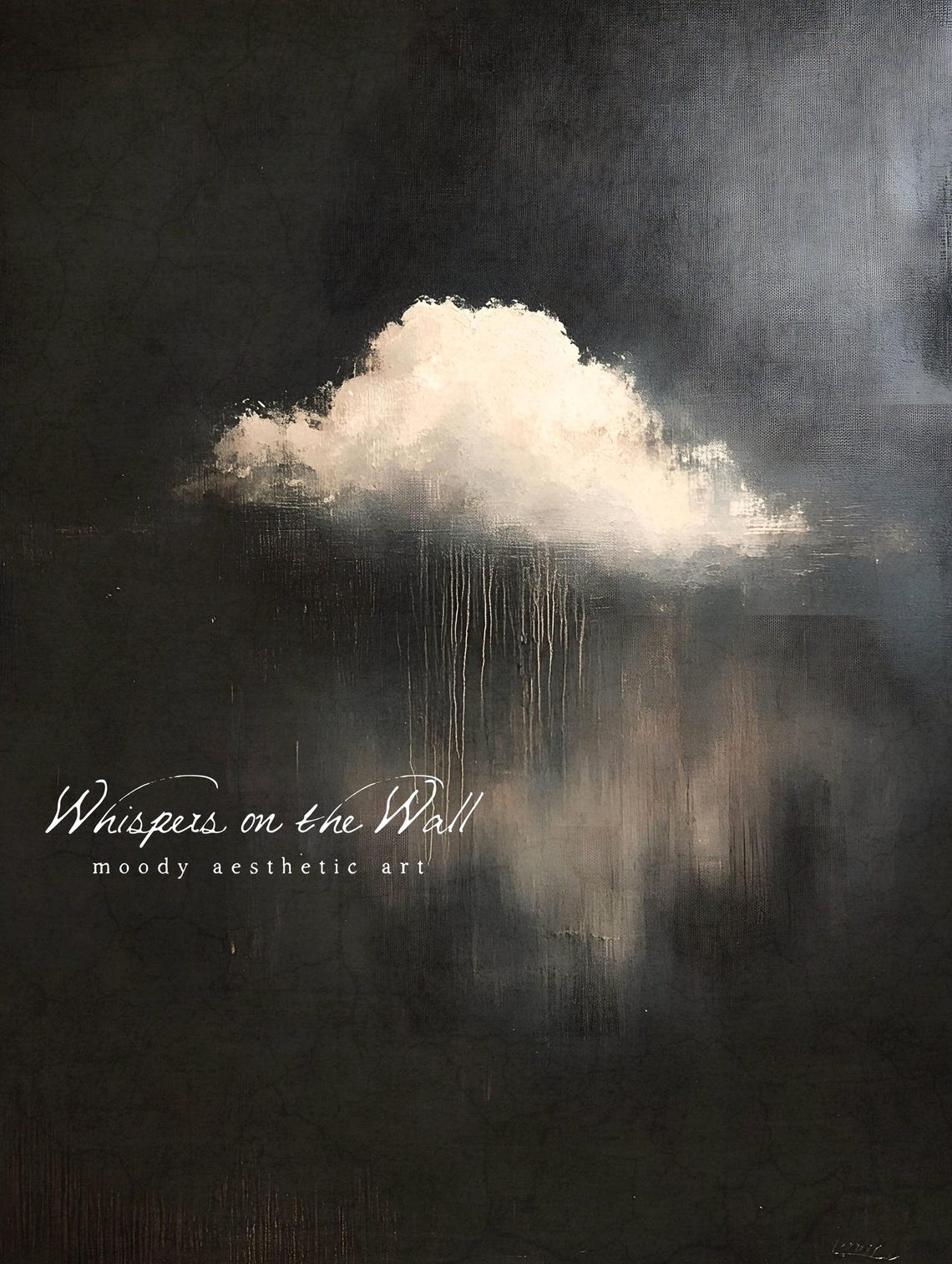 Moody White Rain Cloud On Dark Night Sky Minimalist Art Poster - Image 5