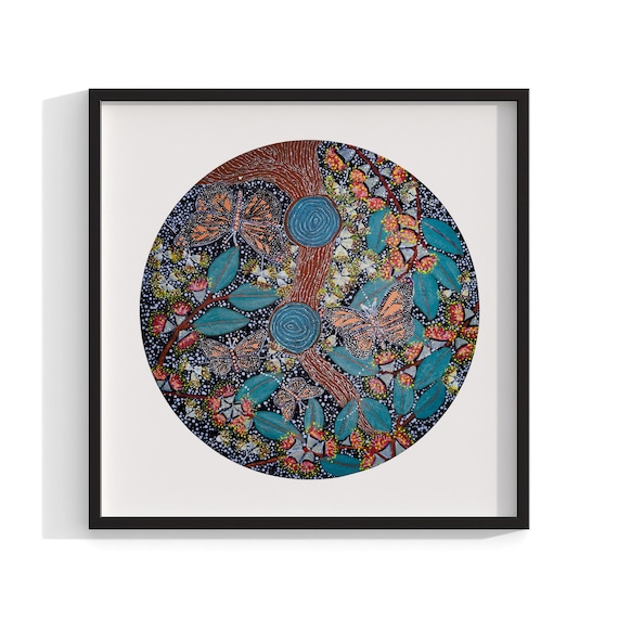 Aboriginal Butterfly Print, Indigenous Wall Art