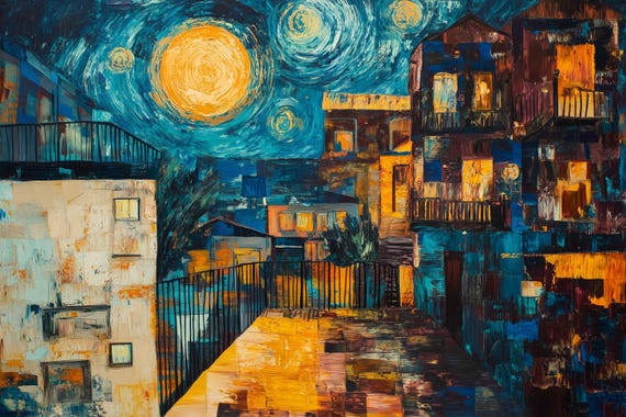 Starry Night Inspired Art Beautiful Home Decor Wall Art With Vibrant Swirls And Rich Textures