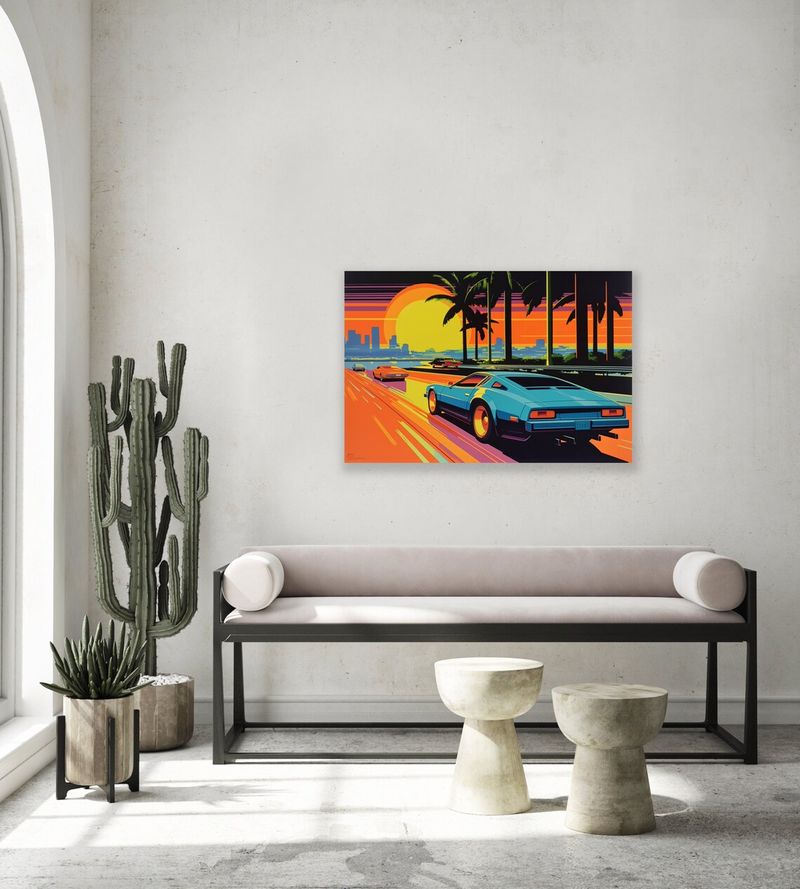 Classic Sports Cars Racing at Sunset Retro Pop Art Automotive Poster - Image 2