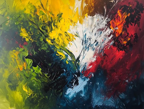 Abstract Print Inspired By Van Gogh Colors Artistic Wall Art For Home Decor Unique