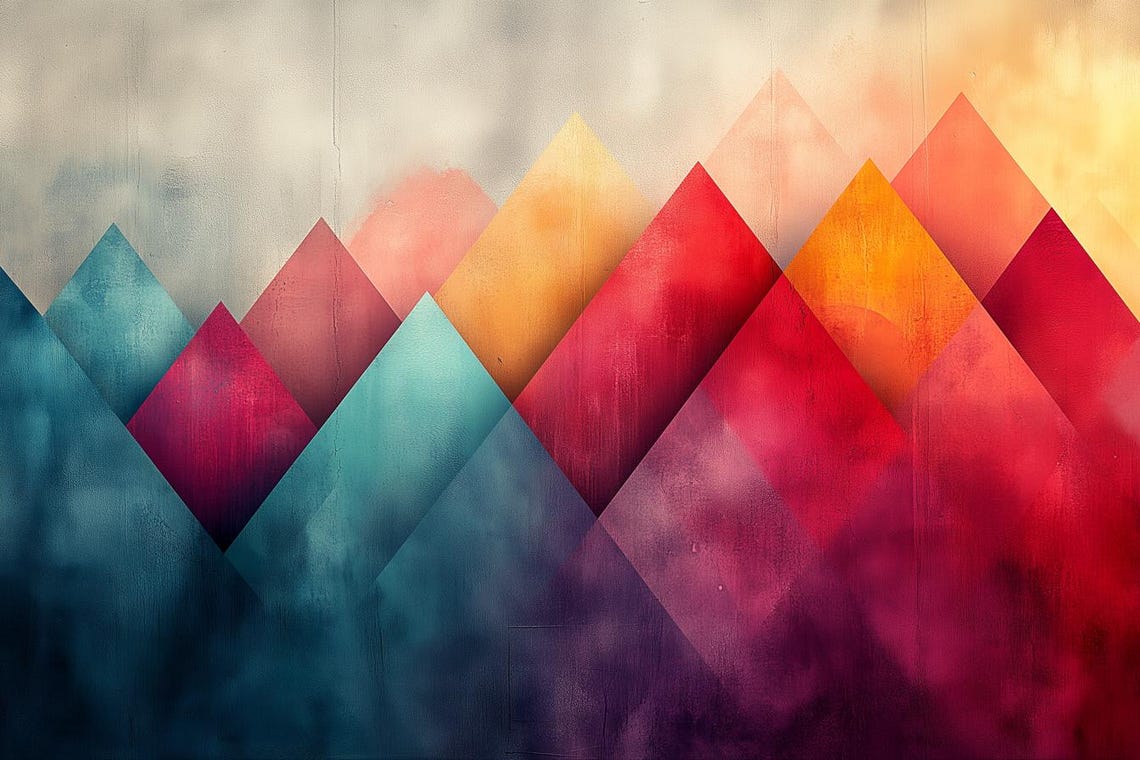 Abstract Mountain Print In Vibrant Colors Inspired By Modern Art For Home Decor Wall Art