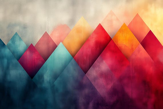 Abstract Mountain Print In Vibrant Colors Inspired By Modern Art For Home Decor Wall Art