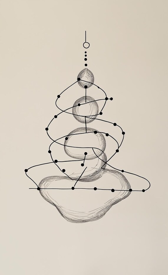 Minimalist Zen Stone Spiral Continuous Line Art Drawing Wall Poster