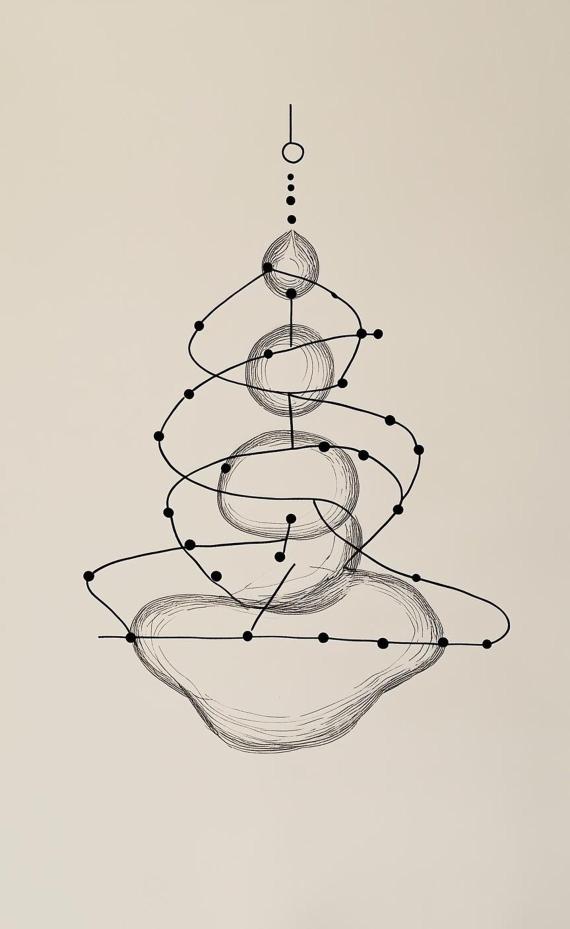 Minimalist Zen Stone Spiral Continuous Line Art Drawing Wall Poster