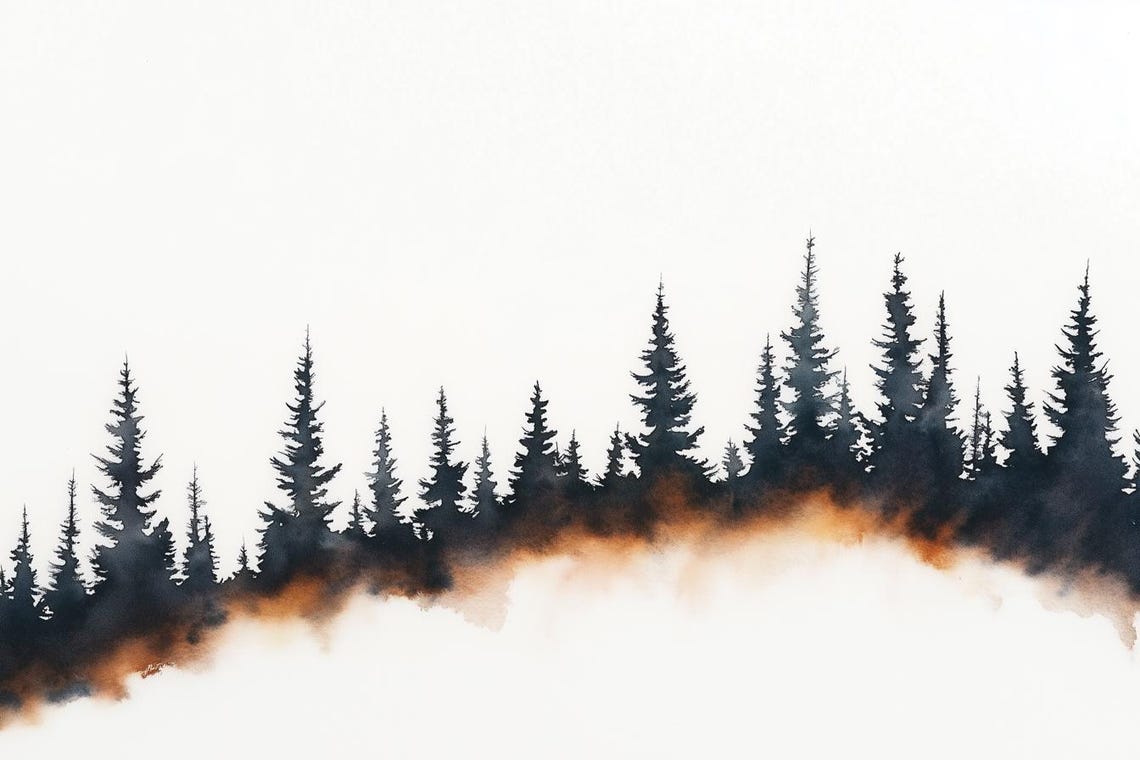 Stunning Forest Silhouette Print Wall Art Inspired By Atmospheric Landscape Artists In Black And Orange Tones